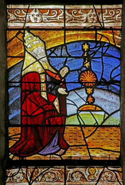 Window depicting the Creation of the Sun, Moon and Stars by French School